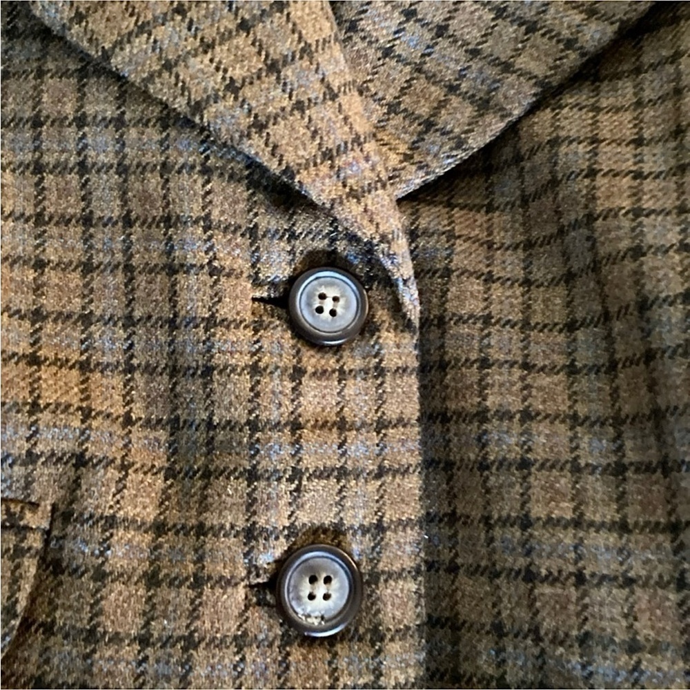 Sundance Brown Plaid Wool Blazer Jacket Studded Collar Women's Size 2 or 4 Lined - Picture 11 of 16